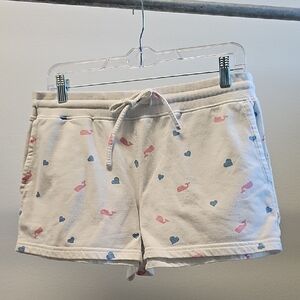 Vineyard Vines Women's Whute Shorts with Blue Whale and Pink Heart Accents
